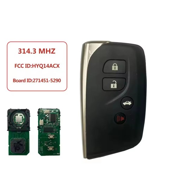 2013-2017 Lexus LS460 LS600h / 4-Button Smart Key / PN: 89904-50N10 / HYQ14ACX-5290 (AFTERMARKET)